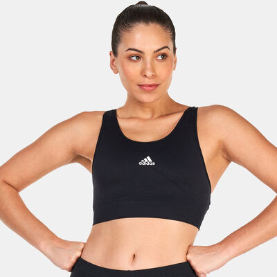 adidas Women's AEROKNIT Training Medium-Support Sports Bra Black