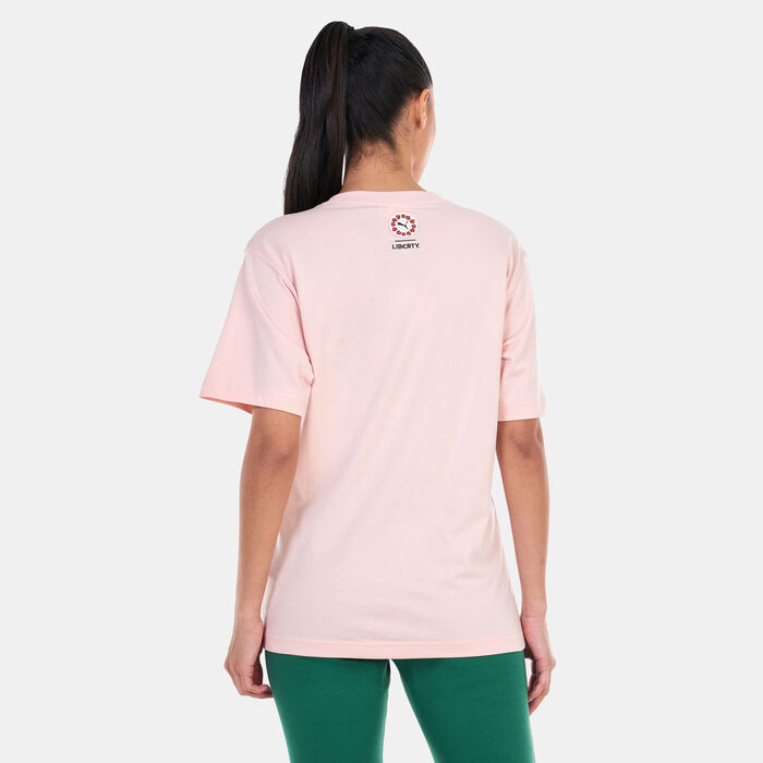 PUMA Women's x LIBERTY Graphic T-Shirt Pink PUMA Women's x LIBERTY Graphic T-Shirt Pink image number 1