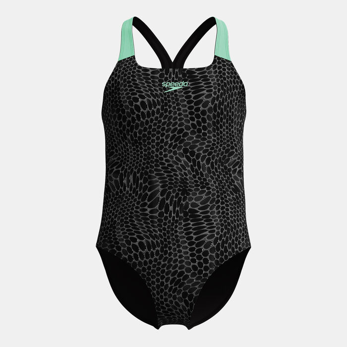 Speedo Kids' Powerback One-Piece Swimsuit Black image number 0