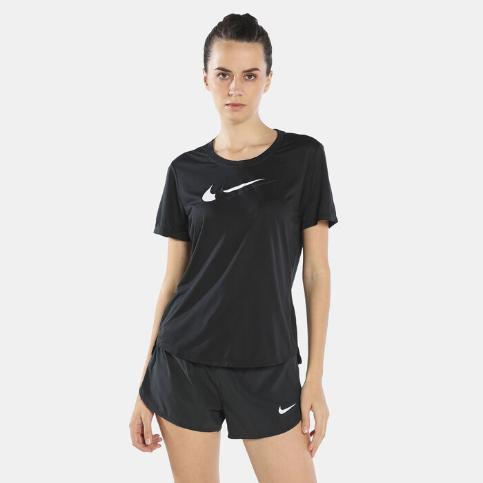 Nike Women's Dri-FIT Swoosh Run T-Shirt Black image number 0