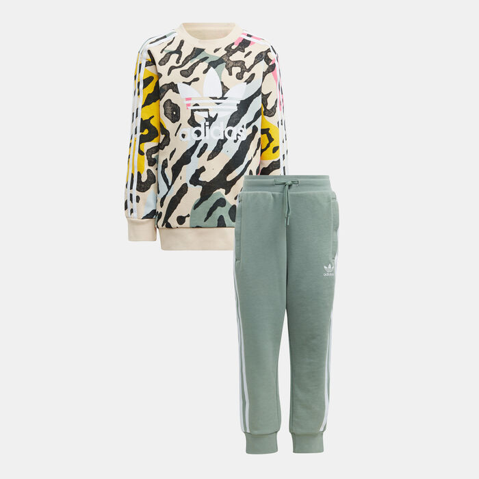 adidas Originals Kids' Animal Print Crew Set Beige image number 0