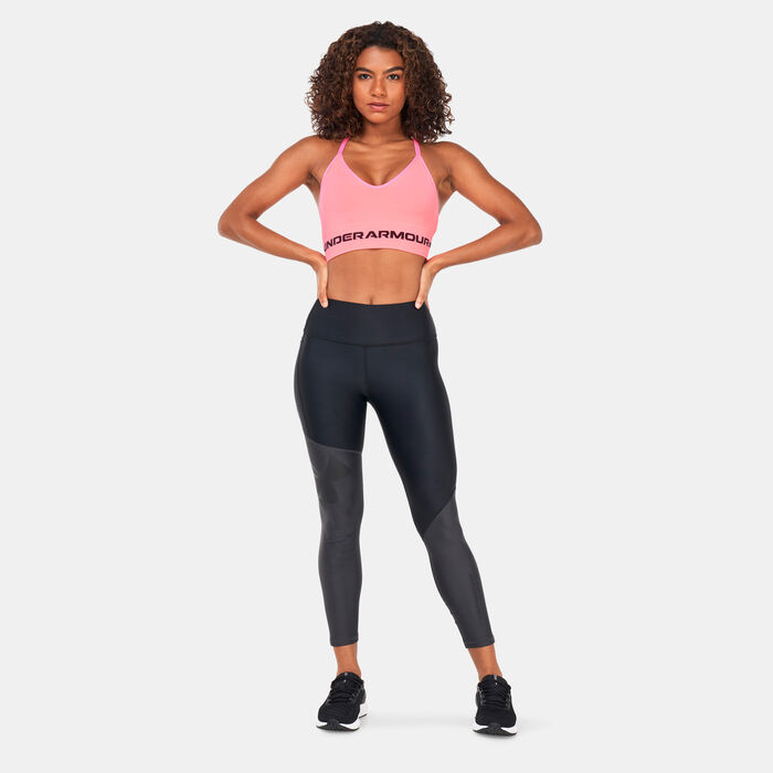 Under Armour Women's Seamless Long Heather Sports Bra Pink image number 2