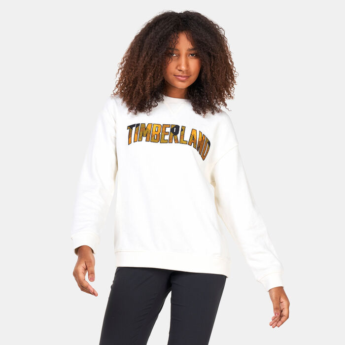 Timberland Women's Checkered Logo Sweatshirt White Timberland Women's Checkered Logo Sweatshirt White image number 0