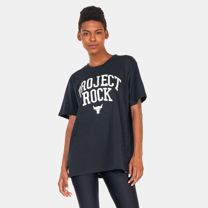 Under Armour Women's Project Rock Heavyweight Campus T-Shirt Black Under Armour Women's Project Rock Heavyweight Campus T-Shirt Black image number 0