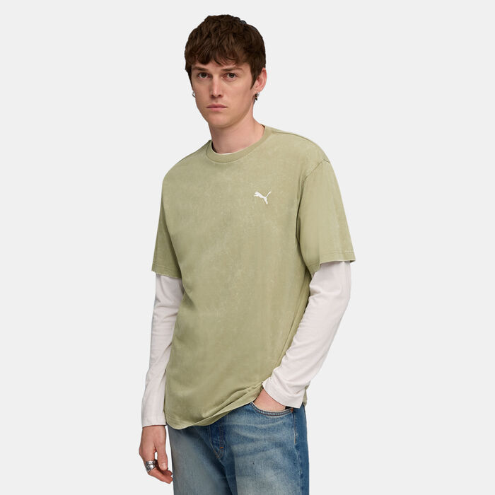 PUMA Men's Essential Elevated Wash T-Shirt Green PUMA Men's Essential Elevated Wash T-Shirt Green image number 0