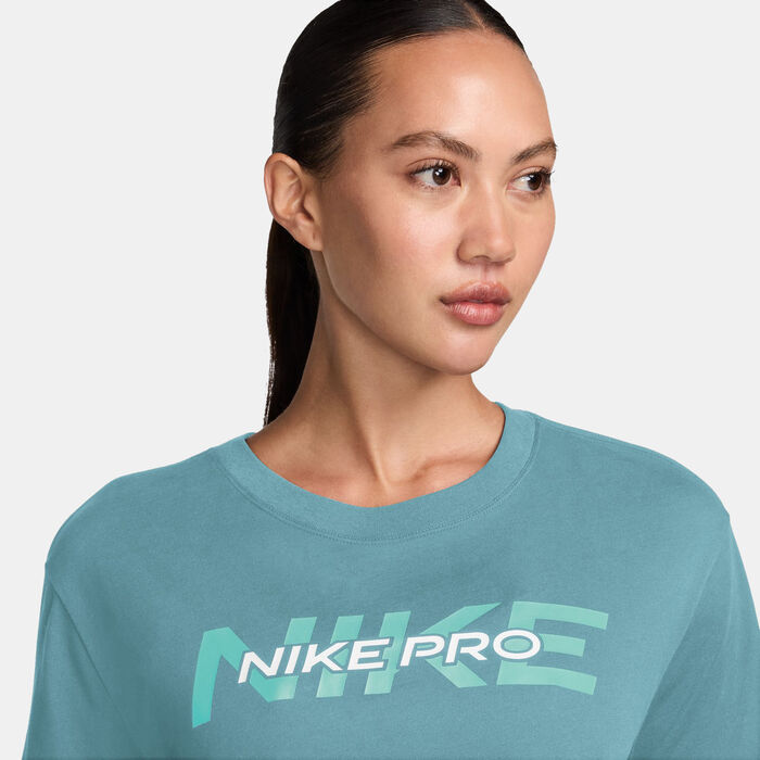 Nike Women's Pro Crop Top Blue Nike Women's Pro Crop Top Blue image number 2