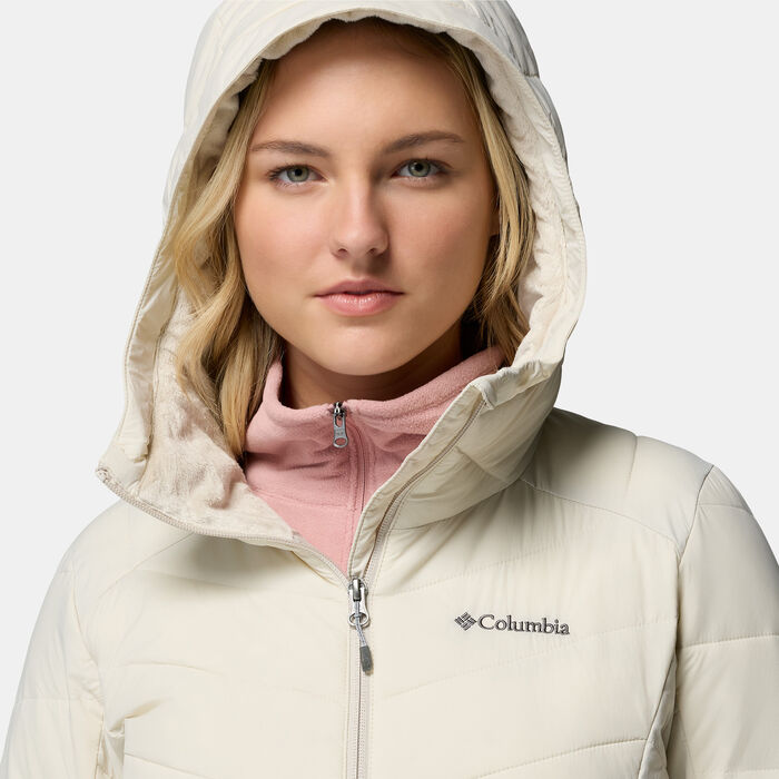 Columbia Women's Joy Peak II Hooded Insulated Hiking Jacket Beige image number 4