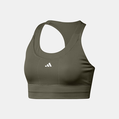 adidas Women's Run Pocket Medium-Support Training Sports Bra Green