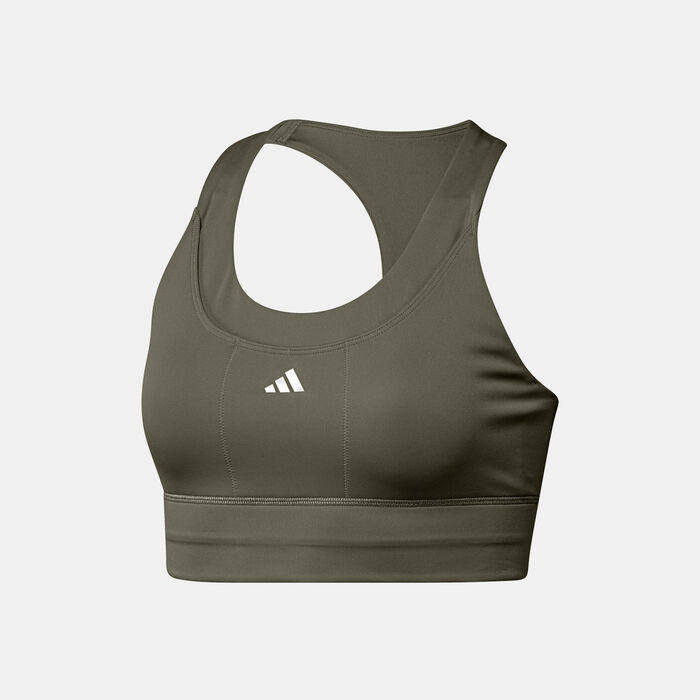 adidas Women's Run Pocket Medium-Support Training Sports Bra Green image number 0