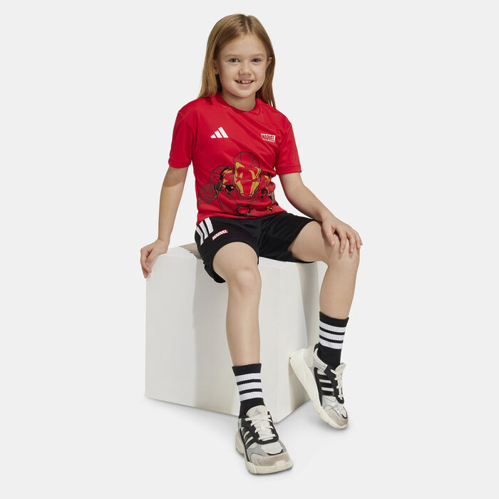 adidas Kids' Marvel Iron Man T-Shirt and Shorts Set Red image number 2