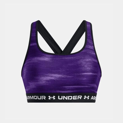 Under Armour Women's Armour Medium Support Printed Sports Bra Purple Under Armour Women's Armour Medium Support Printed Sports Bra Purple