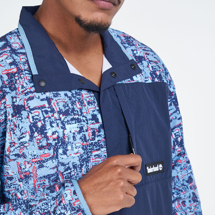 Timberland Men's YC Summer Allover Print Packable Anorak Jacket Blue Timberland Men's YC Summer Allover Print Packable Anorak Jacket Blue image number 3