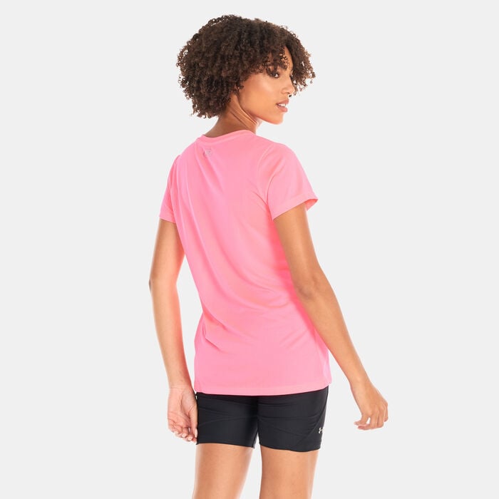 Under Armour Women's UA Tech™ V-Neck T-Shirt Pink Under Armour Women's UA Tech™ V-Neck T-Shirt Pink image number 1