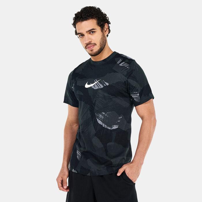 Buy Nike Men's Dri-FIT Camo Print Training T-Shirt Black in KSA -SSS